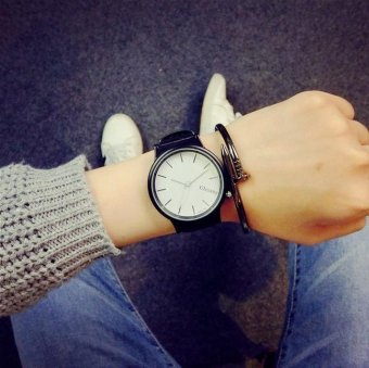 CE Retro Watches Girls Girls Korean Simple Waterproof Genuine Belt Trends Fashion Mini Dial Couples Quartz Men's Watch Fashion Watches Round Dials Black Straps White Dials - intl