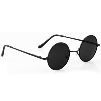 Happycat New Fashion Unisex Vintage Style Frame Lens Retro Round Sunglasses Retro Eyeglasses Glasses (Black) (Intl)