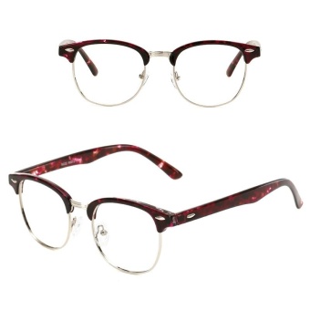 JINQIANGUI Fashion Glsses Frame Half Frame Glasses Purple Frame Glasses Plastic Frames Plain for Myopia Women Eyeglasses Optical Frame Glasses - intl