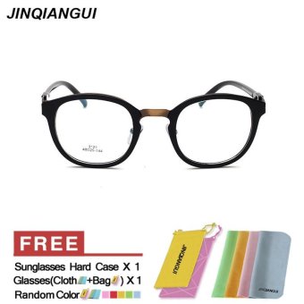 JINQIANGUI Glasses Frame Men Round Retro Titanium Eyewear Gun Color Spectacle Frames for Nearsighted Glasses - intl