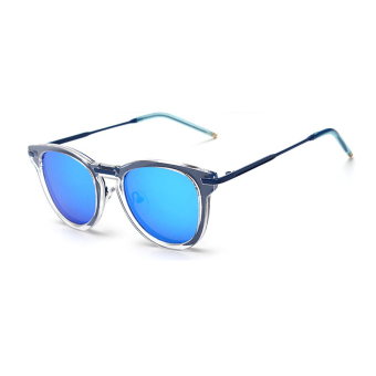 Sunglasses Men Mirror Oval Sun Glasses Blue Color Brand Design (Intl)