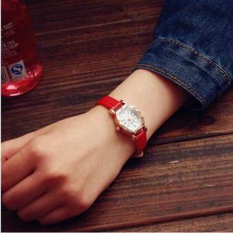 CE Small Tank Table Ladies Watches Korean Fashion Student Trends Korean Vintage Table Female Table Belt Table Small Fresh Fashion Watch Round Dial Red Bracelet White Dial - intl