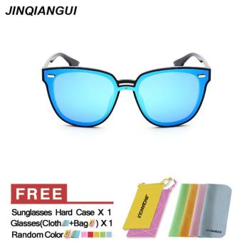 JINQIANGUI Sunglasses Women Polarized Cat Eye Retro Plastic Frame Sun Glasses Blue Color Eyewear Brand Designer UV400 - intl