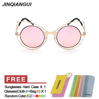 JINQIANGUI Sunglasses Women Cat Eye Retro Titanium Frame Sun Glasses Pink Color Eyewear Brand Designer UV400 - intl