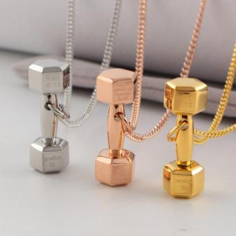 Dumbbell Men Necklace with 316L Titanium Stainless Steel Fashion Necklace suitable for Men All Match(Gold) - intl