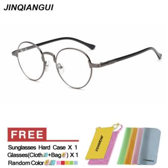 JINQIANGUI Fashion Glasses Frame Vintage Retro Round Glasses Gun Frame Glasses Titanium Frames Plain for Myopia Women Eyeglasses Optical Frame Glasses - intl