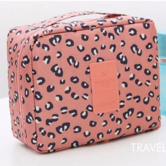 Vienna Linz Multi Pouch Tas Kosmetik Korea Make Up Travel Organizer Leopard K043 - Pink