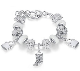 Skyfly Silver Color Bracelet Plating Silver With Cristal Beads For Women