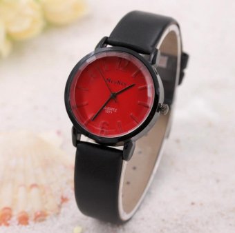 CE color dial leather belt ladies watch small fresh fashion simple female watch fashion couple watches fashion single product watch selling single product round dial black strap Red dial - intl