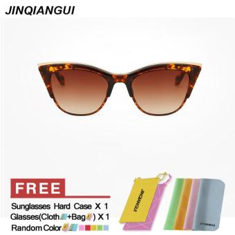 JINQIANGUI Sunglasses Women Cat Eye Retro Plastic Frame Sun Glasses Leopard Color Eyewear Brand Designer UV400 - intl