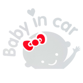 360WISH Baby in Car Baby Girl Safety Sign Car Sticker White (EXPORT)