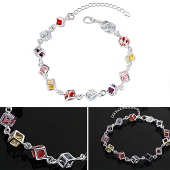 1Pcs European and American fashion crystal bracelet jewelry lovers silver jewelry (Intl)