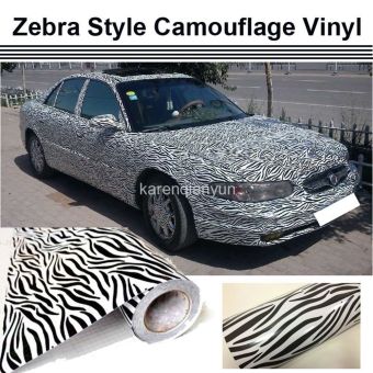 20\"x 60\" Zebra Vinyl Car DIY Strip Texture Wrap Sheet Roll Film Sticker Decal - intl