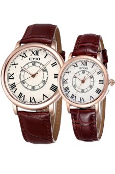 Eyki Brand Watch for Men Women Lovers Pair in Package Lovers' Watches Gold 2075