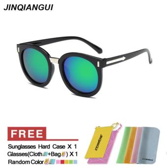 JINQIANGUI Sunglasses Men Round Retro Plastic Frame Sun Glasses Green Color Eyewear Brand Designer UV400 - intl