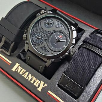 Swiss Army Infantry Full Set-Jam Tangan Pria Hitam