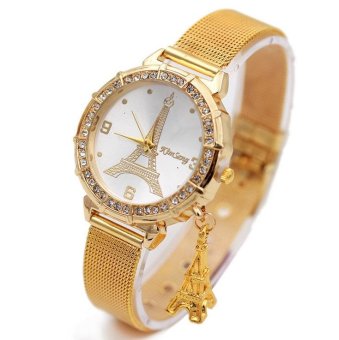 CE new iron tower hanging pendant wire belt with a watch female models Europe and the United States selling ladies watches fashion single product watch selling single product round dial gold strap gold dial - intl