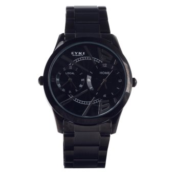 EYKI W8443AG Stainless Steel Band Quartz Analog Wrist Watch for Men - Black + White (1 x LR626)