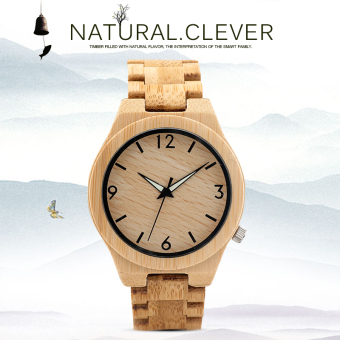 BOBOBIRD All Wood Bamboo Men's Elegant Lumious Needle Mens' Fashion Quartz Watches(Brown)