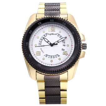 TOPMOST 1931 Male Quartz Watch Serrated Dial Date Luminous Display 3ATM Wristwatch (White)