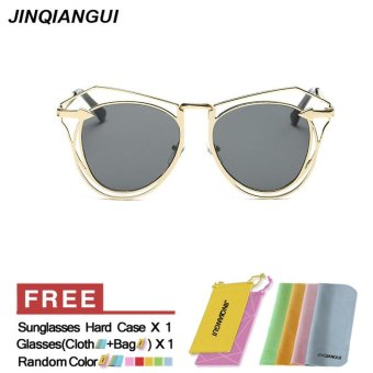 JINQIANGUI Sunglasses Women Irregular Titanium Frame Sun Glasses Grey Color Eyewear Brand Designer UV400 - intl