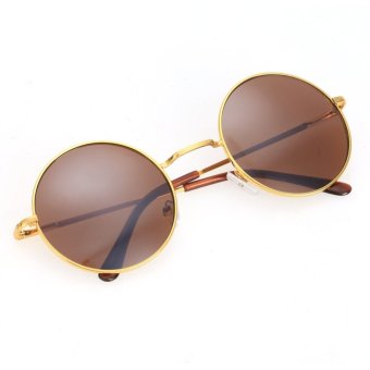 Happycat New Unisex Fashion Retro Sunglasses Eyewear Vintage Style Casual Tortoise Frame Lens Round Glasses (Brown)