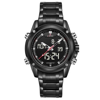 Naviforce Men's Hour Sport Quartz Full Steel Wrist Watch (Black/Silver)