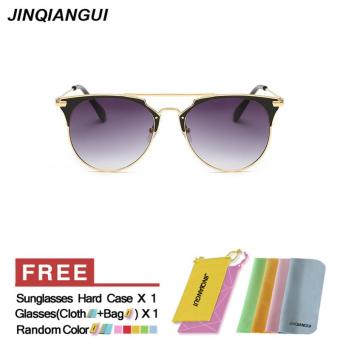 JINQIANGUI Sunglasses Men Half Frame Titanium Frame Sun Glasses Grey Color Eyewear Brand Designer UV400 - intl