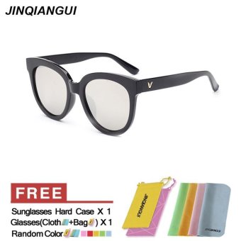 JINQIANGUI Sunglasses Women Oval Plastic Frame Sun Glasses Silver Color Eyewear Brand Designer UV400 - intl