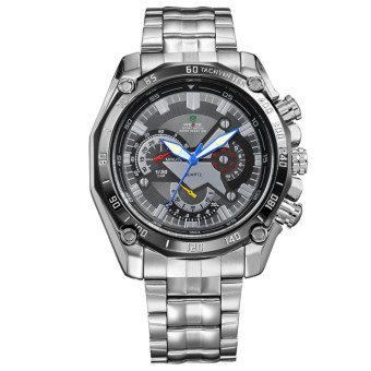 [100% Genuine]WEIDE Brand Men's Quartz Watch Men Sports Watches Analog Stainless Steel Waterproof Military Wristwatches - intl