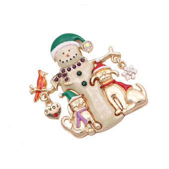 MagiDeal Retro Rhinestone Crystal Christmas Snowman Pin Brooch Gift XMAS Party Decor - intl