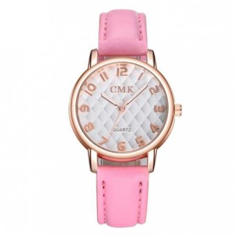 Coconie Women Leather Wristwatch Waterproof Analog Sport Quartz Wrist Watch Pink Free Shipping