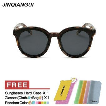 JINQIANGUI Sunglasses Men Polarized Round Retro Plastic Frame Sun Glasses Leopard Color Eyewear Brand Designer UV400 - intl