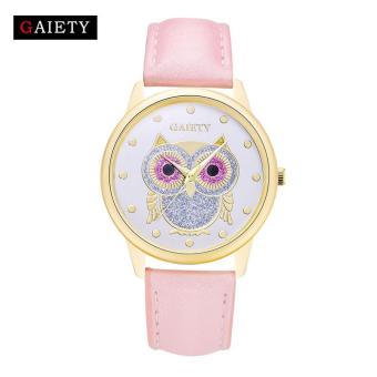 Bessky Women Fashion Leather Band Analog Quartz Round Wrist Watch Watches Pink Free shipping - intl