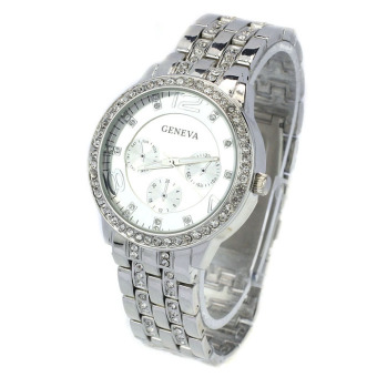 Lady Exquisite Luxury Crystal Quartz Rhinestone Crystal Wrist Watch (Silver)