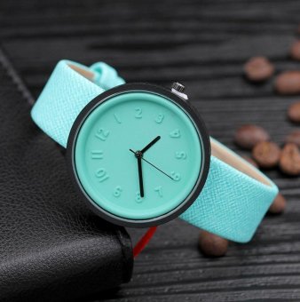 CE new canvas pattern belt three-dimensional digital scale watch female female Korean student watch candy color watch fashion single product watch selling single product round dial Green strap Green dial - intl