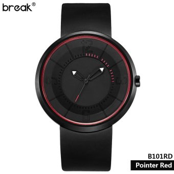 Break(TM) Unique Pointer Red Black Style Minimalist Creative Cool Men Rubber Strap Quartz Fashion Casual Unisex Sports Watches