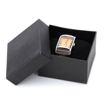 EYKI W8116G/L Square Style PU Leather Band Roman Numerals Analog Quartz Wrist Watch for Men's (Brown)