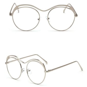 JINQIANGUI Glasses Frame Men Round Retro Titanium Eyewear Silver Color Spectacle Frames for Nearsighted Glasses - intl