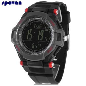 SPOVAN MINGO 2 Digital Sports Watch Pedometer Compass Altimeter Alarm 3ATM Wristwatch (Black) - intl