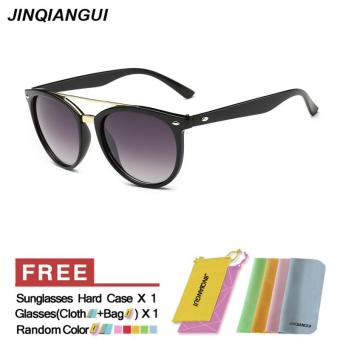 JINQIANGUI Sunglasses Women Oval Plastic Frame Sun Glasses Grey Color Eyewear Brand Designer UV400 - intl