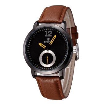 360DSC New Unique Dial Lovers Watch Women's Quartz Movement PU Leather Band Wrist Watch 5015 - Coffee - intl