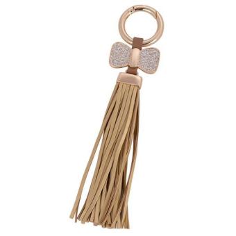 Hang-Qiao Charm Tassel Pendant Women Bag Key Chains Car Diamonds Bowtie Hang Decorations Gold