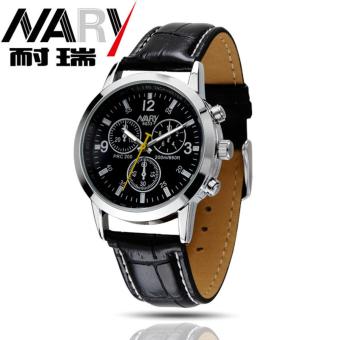Durable 2016 Fashion NARY Luxury Watch Men Leather Quartz Watch - intl