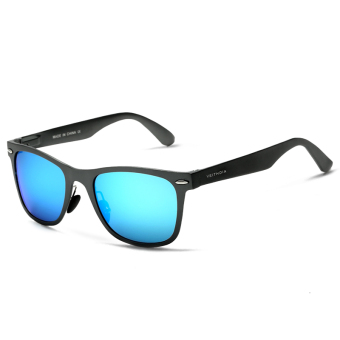 VEITHDIA 2140 Fashion Driving Polarized Sunglasses for Men Aluminum-magnesium Grey frame Blue lens