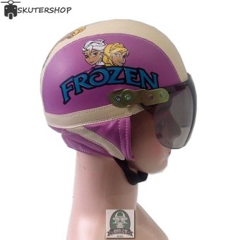 Broco Helm Anak anak broco retro kaca riben lucu usia 1 sampai 4 tahun Motif Frozen - Ungu/Krem