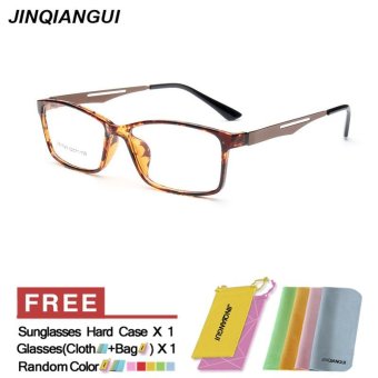 JINQIANGUI Fashion Women Glasses Frame Rectangle Glasses Leopard Frame Glasses Plastic Frames Plain for Myopia Women Eyeglasses Optical Frame Glasses - intl