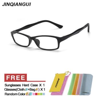 JINQIANGUI Fashion Glasses Frame Rectangle Glasses BrightBlack Frame Glasses Plastic Frames Plain for Myopia Men Eyeglasses Optical Frame Glasses - intl