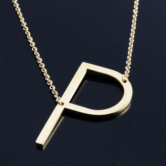 Lady Elegant Alphabet ABC Letters Pendant Necklace Choker Jewelry Gift Gold - intl