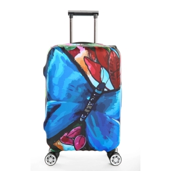 FLORA Stretchable Elasticy 22-24 inch Waterproof Suitcase Luggage Protective Cover to Travel-Dragonfly - intl
